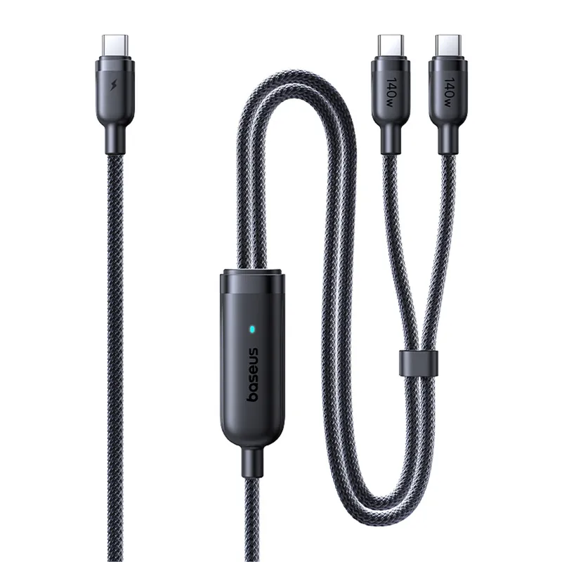 Zniżka BASEUS ® Kabel Przewód 2W1 Usb-C 140W 1.5 M Czarny Hurtownia