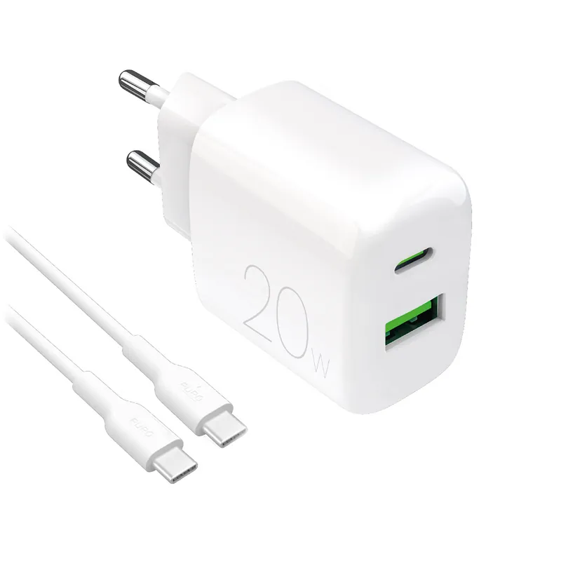PURO ® Ładowarka Sieciowa Usb-A Usb-C 20W Z Kablem Usb-C Hurtownia Nowy