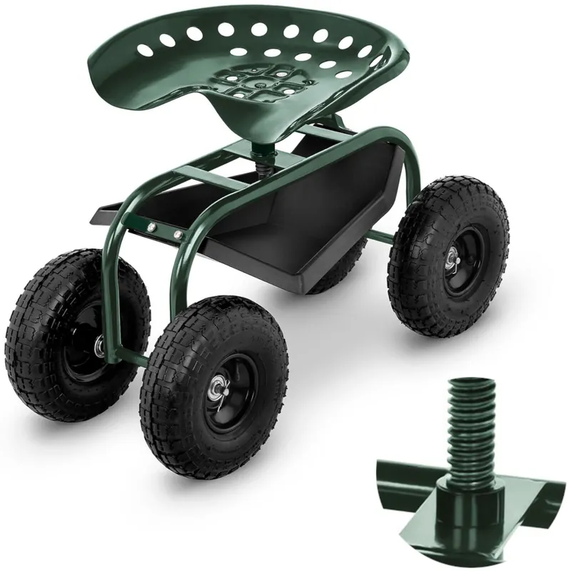 HILLVERT ® Siedzisko Ogrodowe Krzesło Na Kółkach Do 150kg Zielone Hurtownia Obniżka ceny
