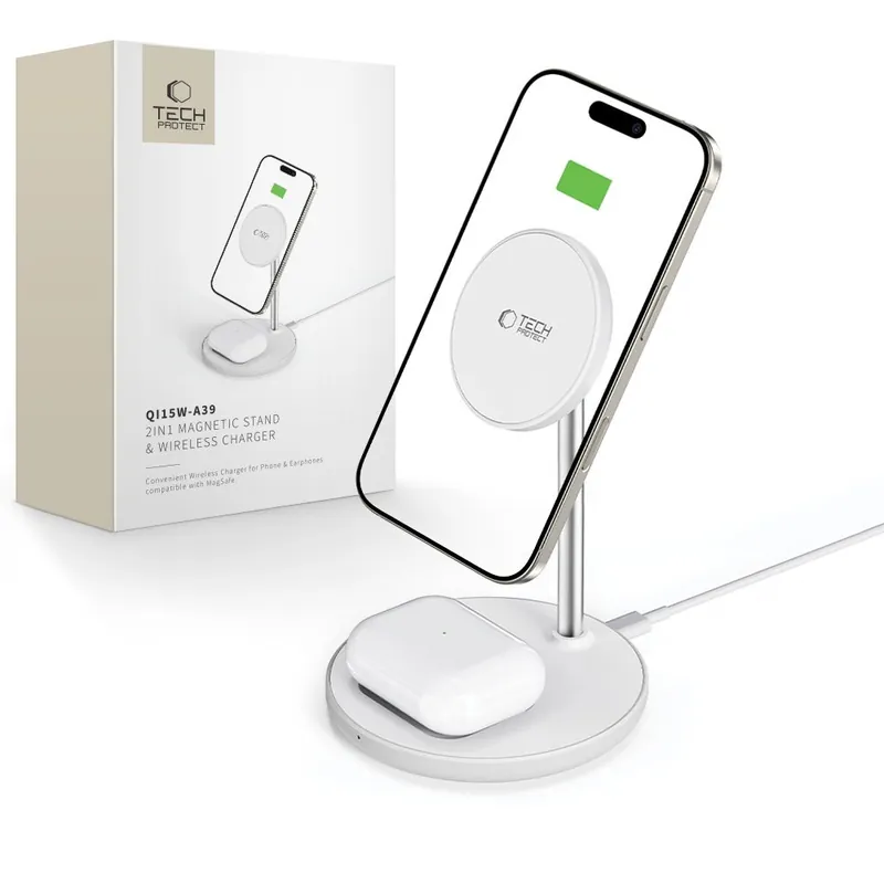 Tech-Protect ® Stacja Ładująca 2W1 Do Smartfona Słuchawek Magsafe Hurtownia Łatwy zwrot