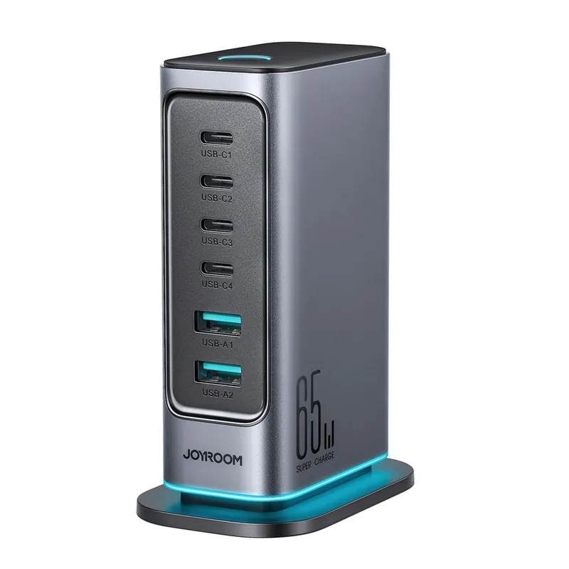 Bezpieczna płatność JOYROOM ® Stacja Ładująca Jr-Tcm02 2X Usb-A 4X Usb-C Gan 65W W Hurtownia