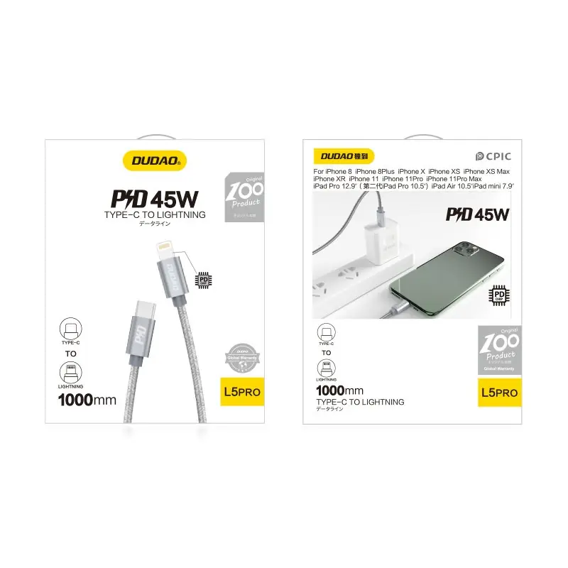Popularny DUDAO ® Wytrzymały Kabel Przewód Do Iphone Usb-C - Lightning Hurtownia Sklep