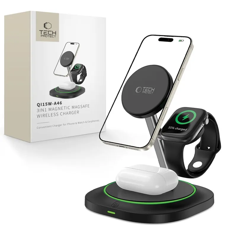 Tech-Protect ® Ładowarka Indukcyjna 3W1 Do Smartfona Smartwatcha Hurtownia Drops Promocja