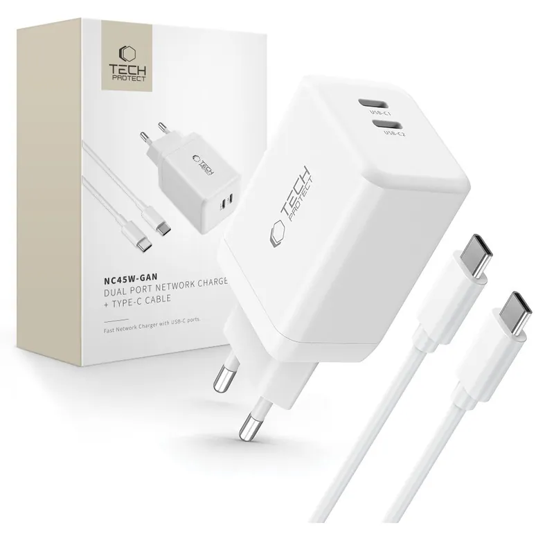 Tech-Protect ® Ładowarka Sieciowa Nc45W-Gan 2X Usb-C 45W Kabel Hurtownia Kup online