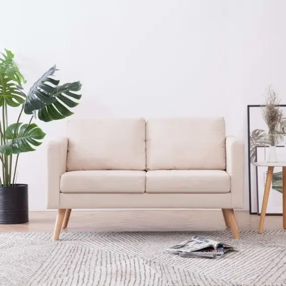 Sprawdź teraz Sofa 2-osobowa, materiałowa, kremowa Lumarko! - Hurtownia wielobranżowa Lumarko