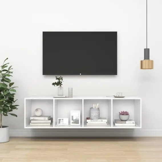 Wyjątkowa oferta Wisząca szafka TV, biała, 37x37x142,5 cm, płyta wiórowa Lumarko! - Hurtownia wielobranżowa Lumarko