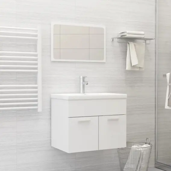 2-częściowy zestaw mebli łazienkowych, biały, płyta wiórowa Lumarko! - Hurtownia wielobranżowa Lumarko Dostępne od ręki