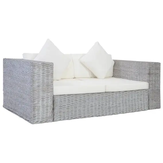 Wyjątkowa oferta 2-osobowa sofa z poduszkami, szara, naturalny rattan Lumarko! - Hurtownia wielobranżowa Lumarko