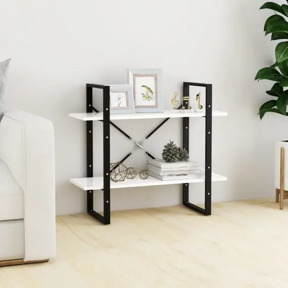 2-poziomowy regał na książki, biały, 80x30x70 cm, płyta wiórowa Lumarko! - Hurtownia wielobranżowa Lumarko Premium