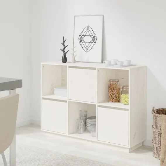 Szybka dostawa Szafka, biała, 110,5x35x80 cm, lite drewno sosnowe Lumarko! - Hurtownia wielobranżowa Lumarko