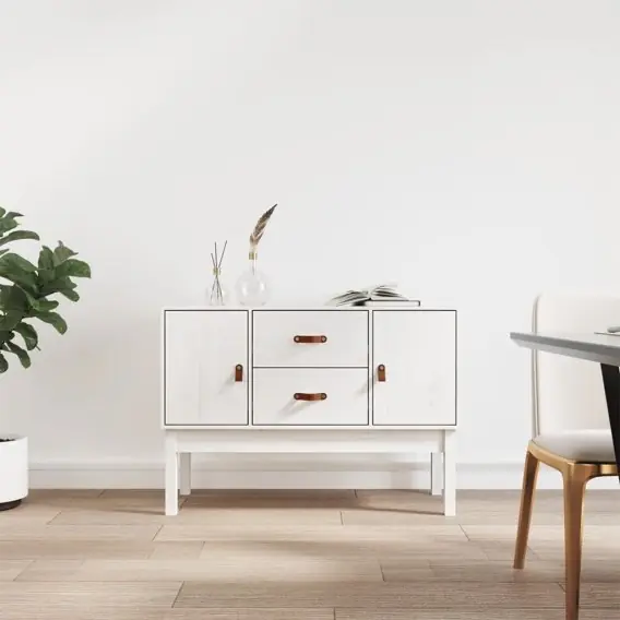Szafka, biała, 110x40x78 cm, lite drewno sosnowe Lumarko! - Hurtownia wielobranżowa Lumarko Taniej