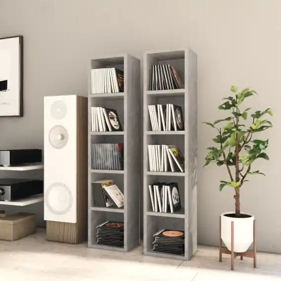 Do wyczerpania zapasów Szafki na płyty CD, 2 szt., szarość betonu, 21 x 16 x 93,5 cm Lumarko! - Hurtownia wielobranżowa Lumarko