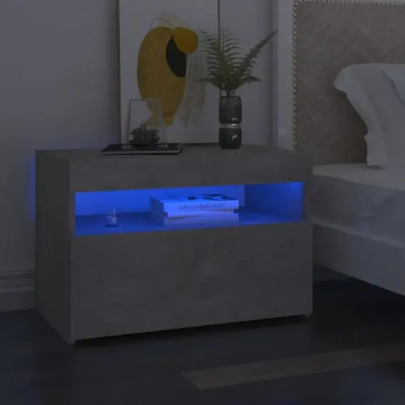 Wyprzedaż Szafki nocne z LED, 2 szt., szarość betonu, 60x35x40 cm Lumarko! - Hurtownia wielobranżowa Lumarko