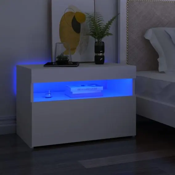 Szafki nocne z oświetleniem LED, 2 szt., białe, 60x35x40 cm Lumarko! - Hurtownia wielobranżowa Lumarko Ostatnia szansa
