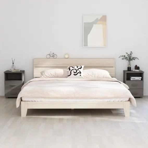 Ostatnie sztuki Szafki nocne, 2 szt., jasnoszare, 40x35x62 cm, drewno sosnowe Lumarko! - Hurtownia wielobranżowa Lumarko