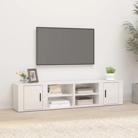 Zamów dziś Szafki pod TV, 2 szt., białe, wysoki połysk, 80x31,5x36 cm Lumarko! - Hurtownia wielobranżowa Lumarko