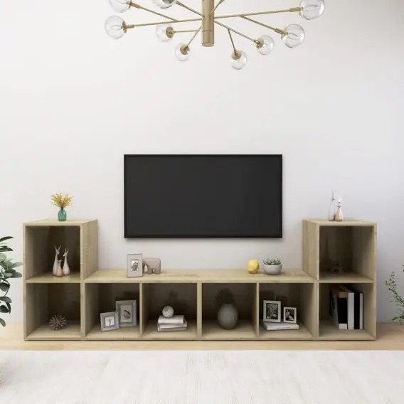 Dodaj do koszyka Szafki TV, 4 szt., dąb sonoma, 72x35x36,5 cm, płyta wiórowa Lumarko! - Hurtownia wielobranżowa Lumarko