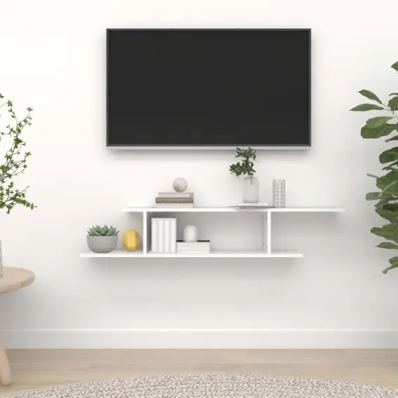 Wisząca szafka pod TV, biała, 125x18x23 cm, płyta wiórowa Lumarko! - Hurtownia wielobranżowa Lumarko Ekspresowa dostawa