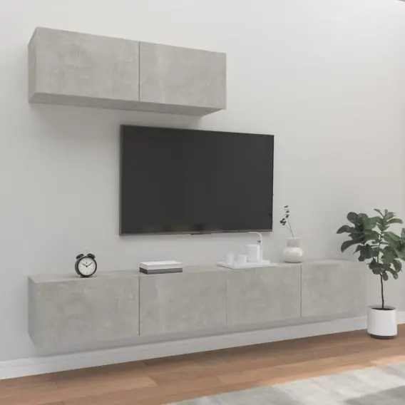 Super okazja Zestaw 3 szafek TV, szarość betonu, materiał drewnopochodny Lumarko! - Hurtownia wielobranżowa Lumarko