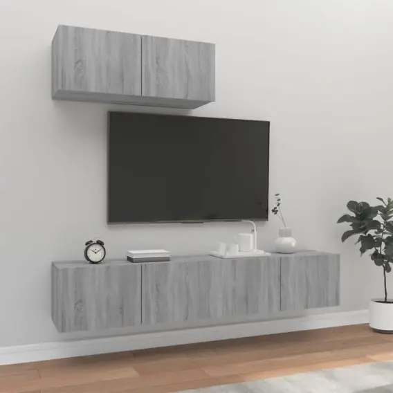 Zestaw 3 szafek TV, szary dąb sonoma, materiał drewnopochodny Lumarko! - Hurtownia wielobranżowa Lumarko Zamów teraz