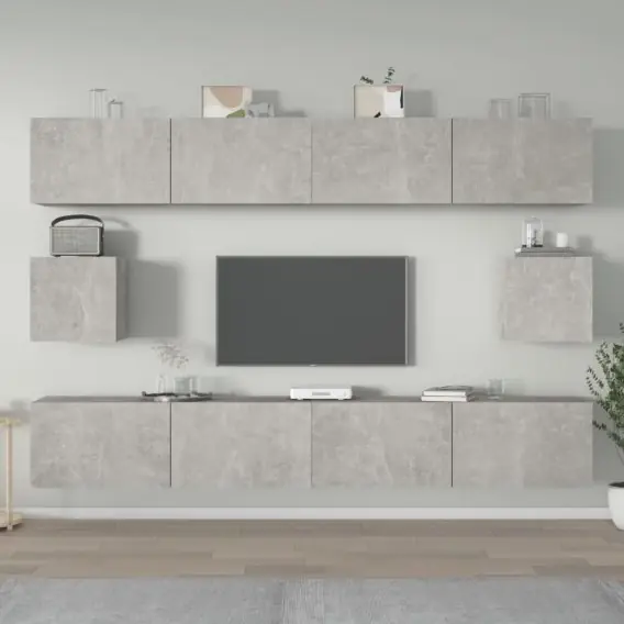 Wyjątkowa oferta Zestaw 6 szafek telewizyjnych, szarość betonu Lumarko! - Hurtownia wielobranżowa Lumarko