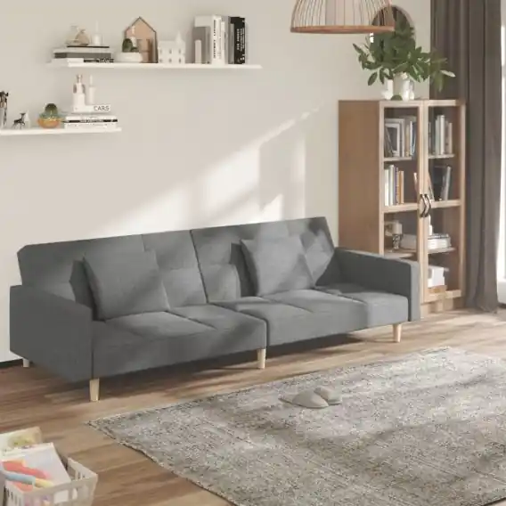 2-osobowa kanapa, 2 poduszki, jasnoszara, tapicerowana tkaniną Lumarko! - Hurtownia wielobranżowa Lumarko Super okazja