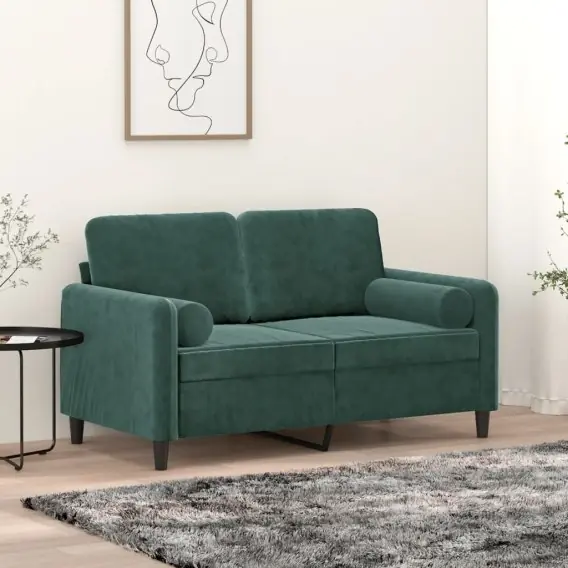 Rabat 2-osobowa sofa z poduszkami, ciemnozielona, 120 cm, aksamit Lumarko! - Hurtownia wielobranżowa Lumarko