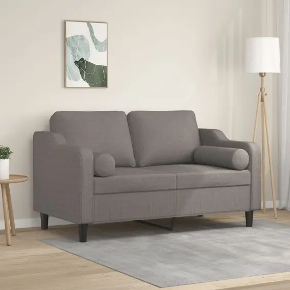 Bestseller 2-osobowa sofa z poduszkami, kolor taupe, 120 cm, tkanina Lumarko! - Hurtownia wielobranżowa Lumarko