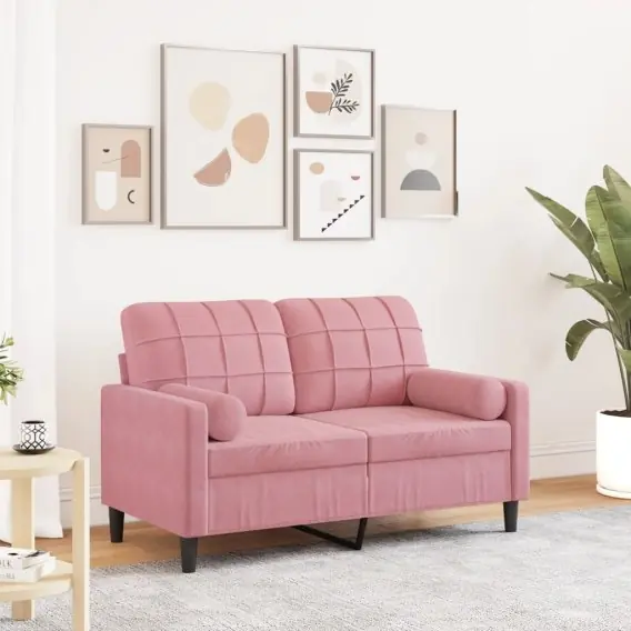 Nie przegap 2-osobowa sofa z poduszkami, różowa, 120 cm, aksamit Lumarko! Lumarko! - Hurtownia wielobranżowa Lumarko