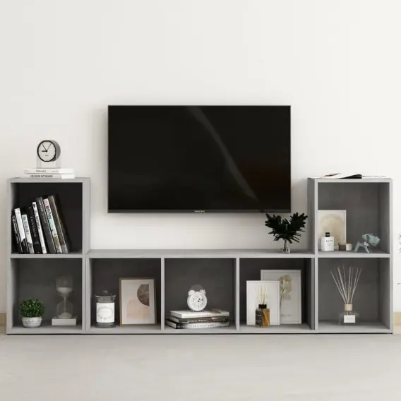 3-cz. zestaw szafek TV, szarość betonu, materiał drewnopochodny Lumarko! - Hurtownia wielobranżowa Lumarko Tylko do końca tygodnia