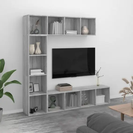 3-częściowy regał na książki/półka TV, szary dąb sonoma 180x30x180 cm Lumarko! Lumarko! - Hurtownia wielobranżowa Lumarko Zniżka