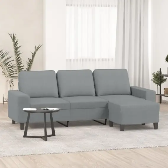 3-osobowa sofa z podnóżkiem, jasnoszara, 180 cm, tkaniną Lumarko! - Hurtownia wielobranżowa Lumarko Darmowy zwrot