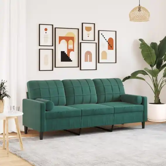 3-osobowa sofa z poduszkami, ciemnozielona, 180 cm, aksamit Lumarko! - Hurtownia wielobranżowa Lumarko Oferta