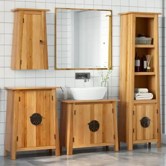 Oferta limitowana 4-częściowy zestaw mebli łazienkowych, lite drewno sosnowe Lumarko! - Hurtownia wielobranżowa Lumarko
