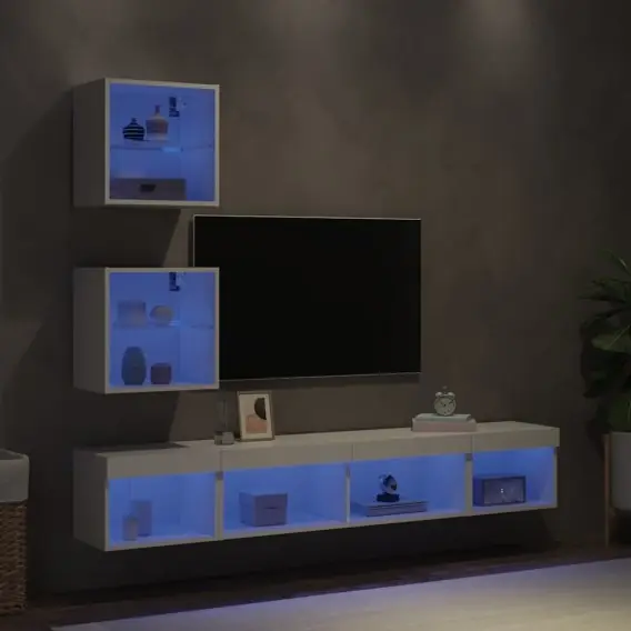 Oferta 5-częściowy zestaw mebli TV z LED, biały Lumarko! - Hurtownia wielobranżowa Lumarko