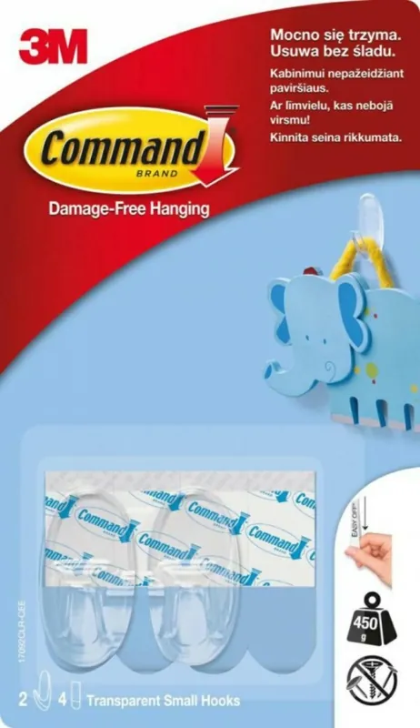 3M Command Haczyki 2szt Transparentne 450g 17092clr Lumarko Wysoka jakość
