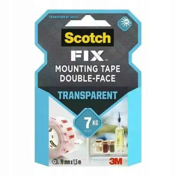 Super okazja 3M Scotch Taśma Montażowa Transparent Dwustronna Wewnętrzna 1,5m...