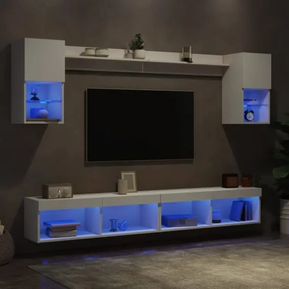 6-częściowy zestaw mebli TV z LED, biały Lumarko! - Hurtownia wielobranżowa Lumarko Łatwy zwrot