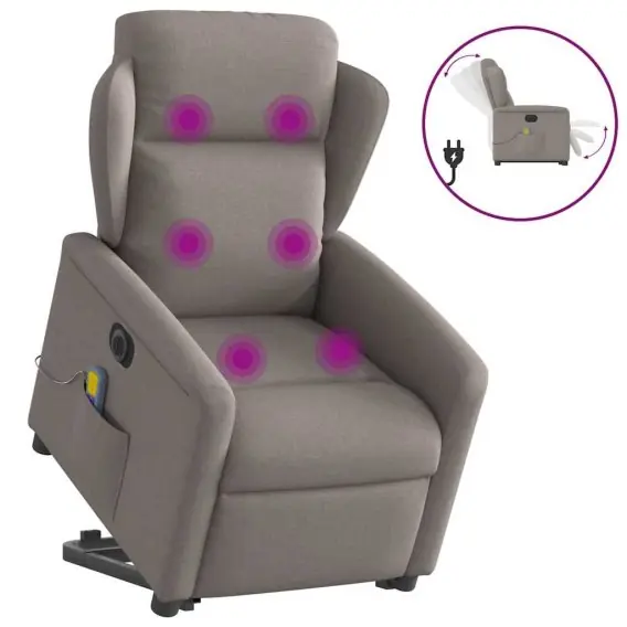 Oferta limitowana Podnoszony fotel masujący, elektryczny, rozkładany, kolor taupe Lumarko! Lumarko! - Hurtownia wielobranżowa Lumarko