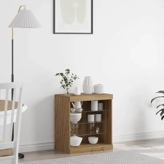 Tylko dziś Podstawka z oświetleniem LED Artisan Oak 60,5x37x67 cm Lumarko! - Hurtownia wielobranżowa Lumarko