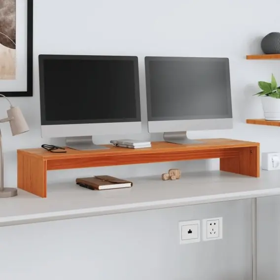 Podstawka na monitor, woskowy brąz, 100x27x15 cm, lita sosna Lumarko! - Hurtownia wielobranżowa Lumarko Promocja