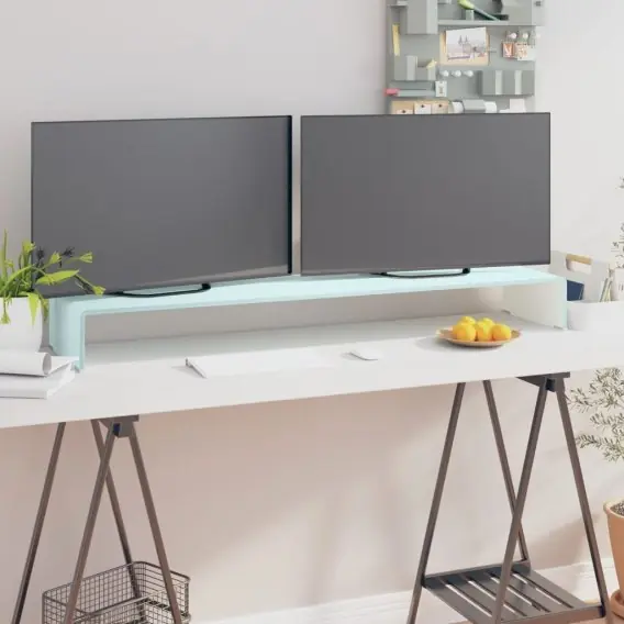 Dodaj do koszyka Podstawka pod monitor / TV, zielone szkło, 120x30x13 cm Lumarko! - Hurtownia wielobranżowa Lumarko