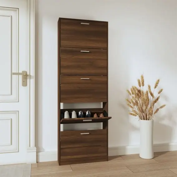 Półka na buty, brązowy dąb, 59x17x169 cm Lumarko! - Hurtownia wielobranżowa Lumarko Szybka wysyłka