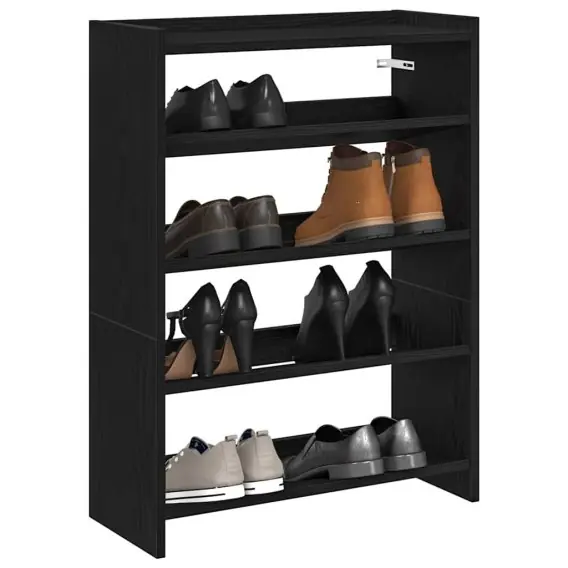 Półka na buty, czarna, 80x25x61,5 cm, materiał drewnopochodny Lumarko! - Hurtownia wielobranżowa Lumarko Oferta