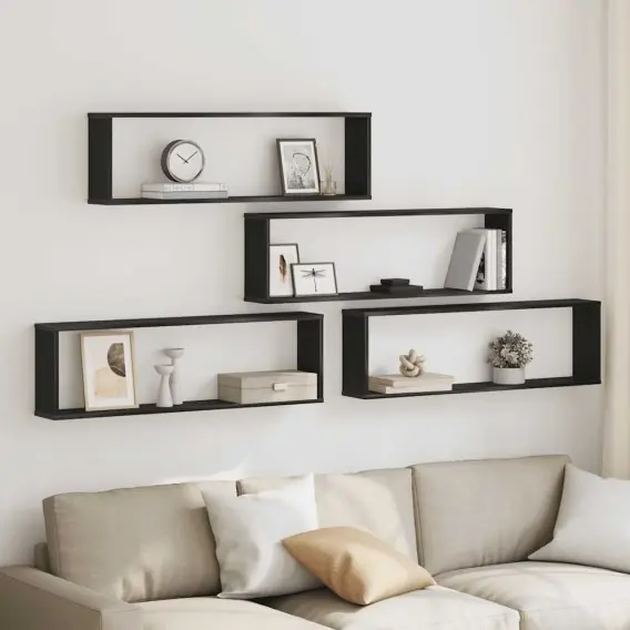 Okazja Półki ścienne sześcienne 4 szt. Czarny dąb 100x15x30 cm Lumarko! - Hurtownia wielobranżowa Lumarko