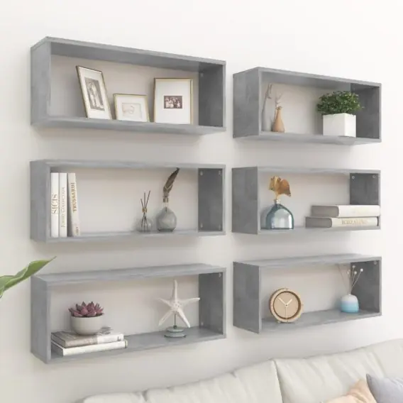Okazja Półki ścienne kostki 6 szt., szarość betonu, 60x15x23 cm, płyta Lumarko! - Hurtownia wielobranżowa Lumarko