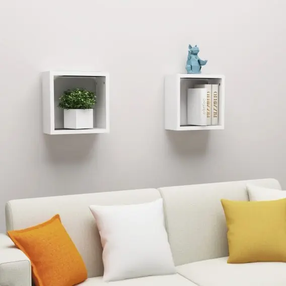 Półki ścienne kostki, 2 szt., białe, 30x15x30 cm Lumarko! - Hurtownia wielobranżowa Lumarko Szybka dostawa