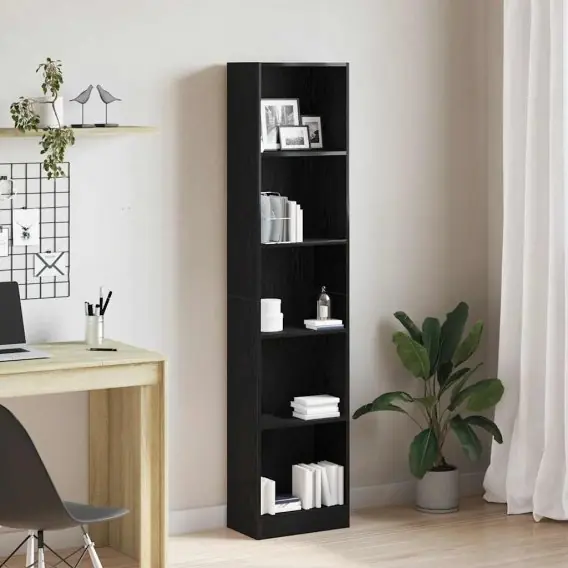 Regał biblioteczny Czarny Dąb 40x24x176 cm Drewno klejone Lumarko! - Hurtownia wielobranżowa Lumarko Okazja