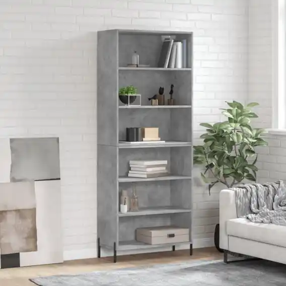 Regał, szarość betonu, 69,5x32,5x180 cm materiał drewnopochodny Lumarko! - Hurtownia wielobranżowa Lumarko Bezpieczne zakupy