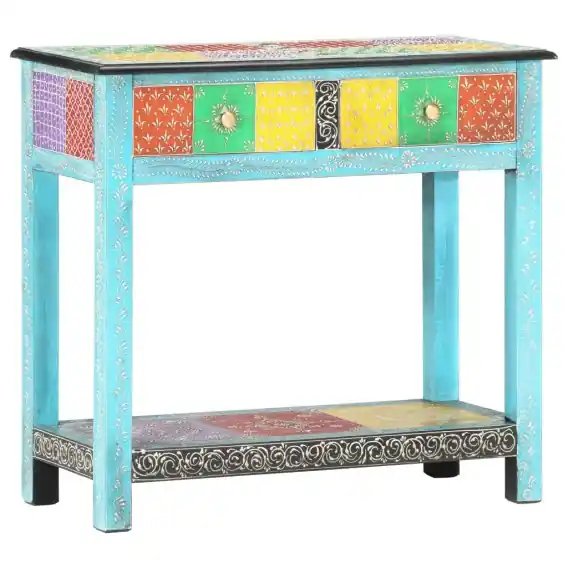 Zniżka Ręcznie malowana konsola, 80x35x75 cm, lite drewno mango Lumarko! - Hurtownia wielobranżowa Lumarko